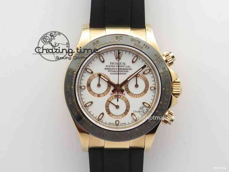 MiroTime 0110 Daytona 116515 Noob 1:1 Best Edition White Dial On Black Rubber Strap A7750 (Free Extra Strap) MultiPurpose 3739